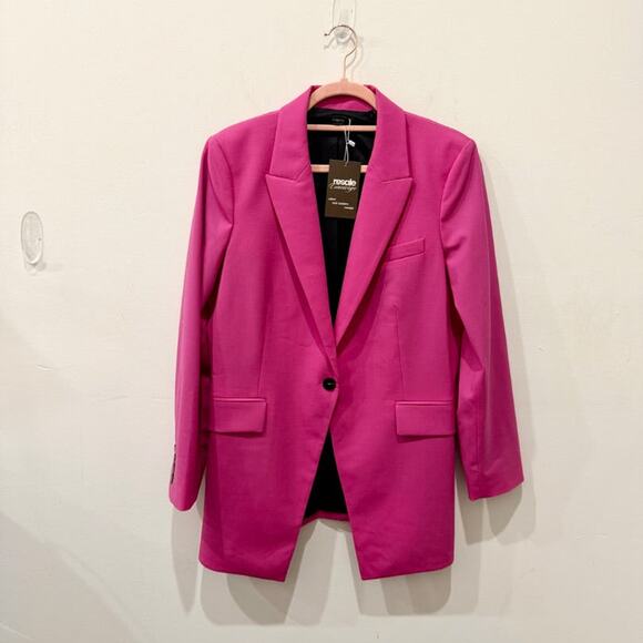 Theory Etiennette Good Wool Cutaway Single Breasted Suiting Blazer Pink Women 10 - Picture 2 of 6